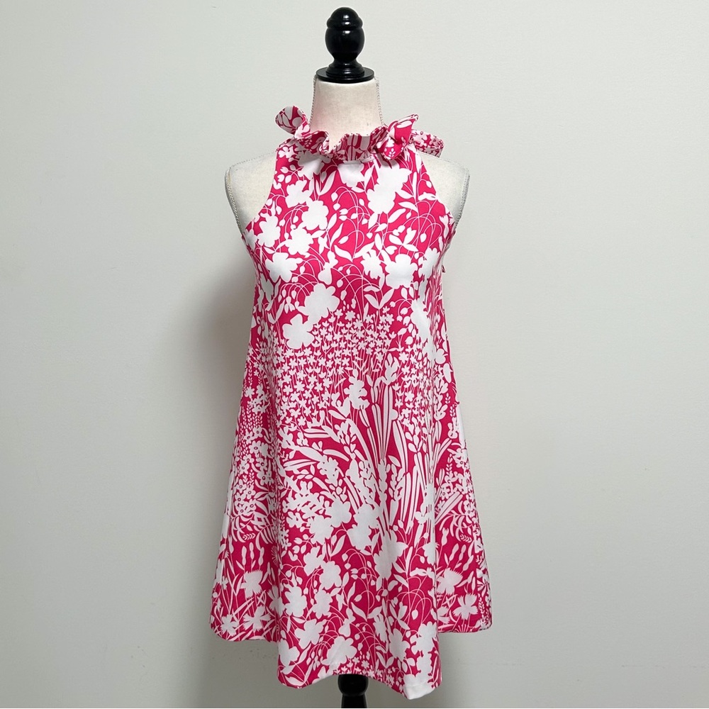 Tuckernuck Pink White Wildflower Blythe Sleeveless Floral A Line Bow Dress XXS